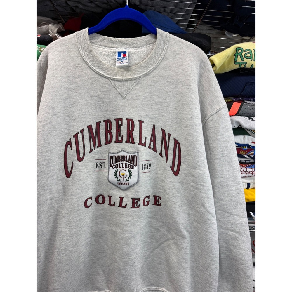 Vintage Russell Athletic Cumberland College Sweatshirt XL Gray Made in USA 6969